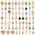 Gold-plated bracelet charm, gold-plated beads and pendant, cubic zirconia, suitable for Pandora European bracelet charms, a gift for her. product logo