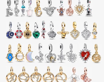 925 Sterling Silver Gold-Plated Pendant, Constellation and Starry Sky Theme, Suitable for Pandora Bracelets, DIY Jewelry Gifts