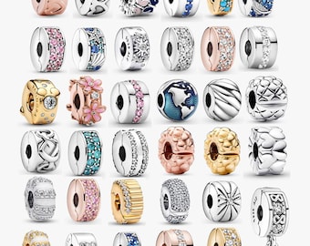 S925 sterling silver pendant, charm stopper, bracelet safety clip, compatible with Pandora bracelets, women's jewelry, a gift for her.