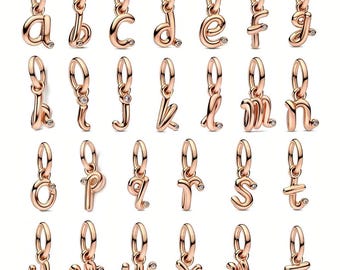 Rose gold letter pendant | A-Z letter beads, set with cubic zirconia | Personalized name jewelry, a gift for her.