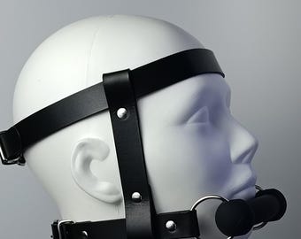 Arnés de cabeza de cuero para juegos de ponis / Arnés facial modular con bocado de silicona para viajes discretos