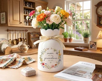 New Grandma Flower Vase, Pregnancy Announcement Gift for Mom, First Time Grandma Est 2026, Personalized Mother's Day Vase, Gift for Nana