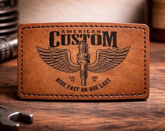 Custom Leather Biker Patch, Personalized Motorcycle Patch, Vintage Biker Vest Patch,Engraved Leather Patch, Custom Name Patch, Gift for Bike