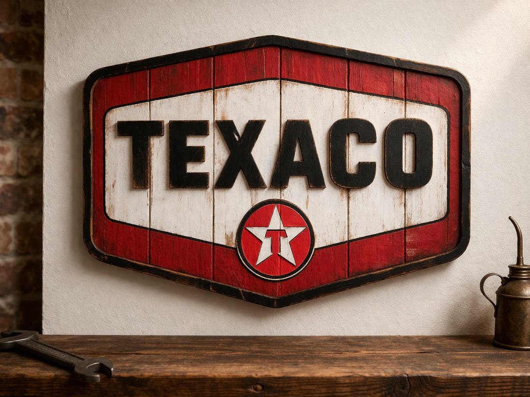 Vintage Gas Station Wall Decor, Retro Garage Sign, Rustic Wooden Wall ...