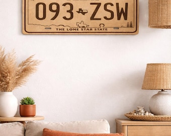 Custom Wooden License Plate Sign, Personalized License Plate, Vintage USA Wall Decor, Garage Decor, Engraved Wood Sign, Man Cave Gift
