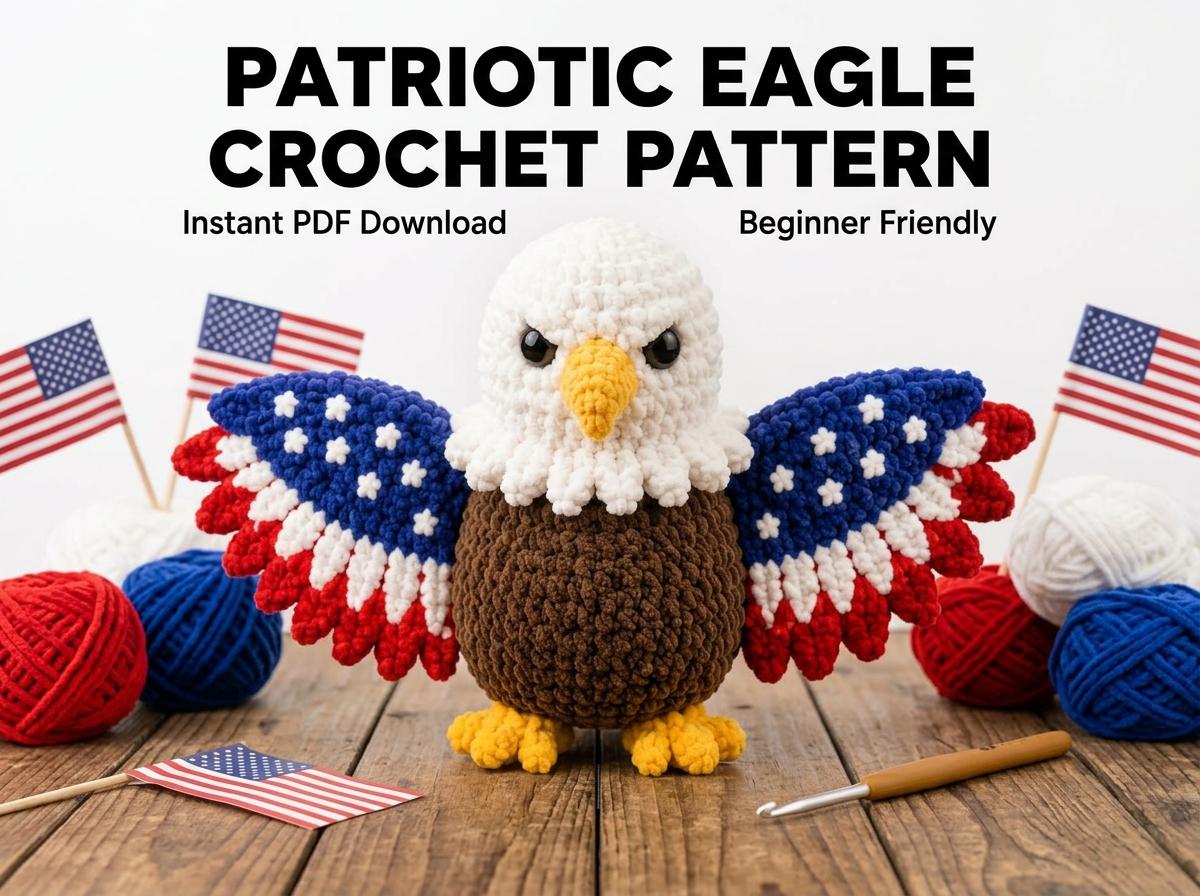 30 American Flag Crochet Patterns to Show Your Patriotic Style 13 Patriotic Eagle Crochet Pattern