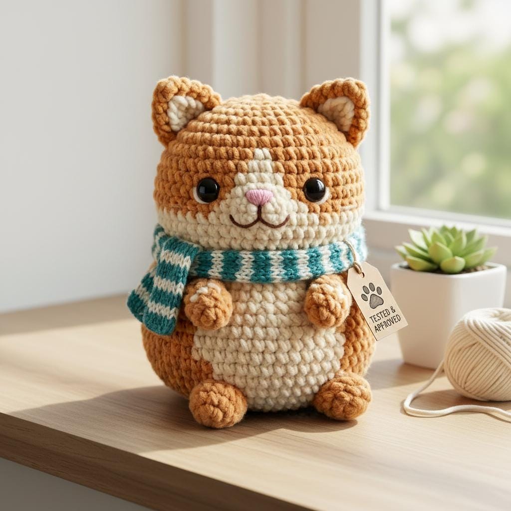 Chubby Kitty Cat Crochet Pattern PDF, Cute Amigurumi Cat Pattern No Sew Plushie, Loaf Cat Crochet Pattern, Beginner Friendly Kitty Toy
