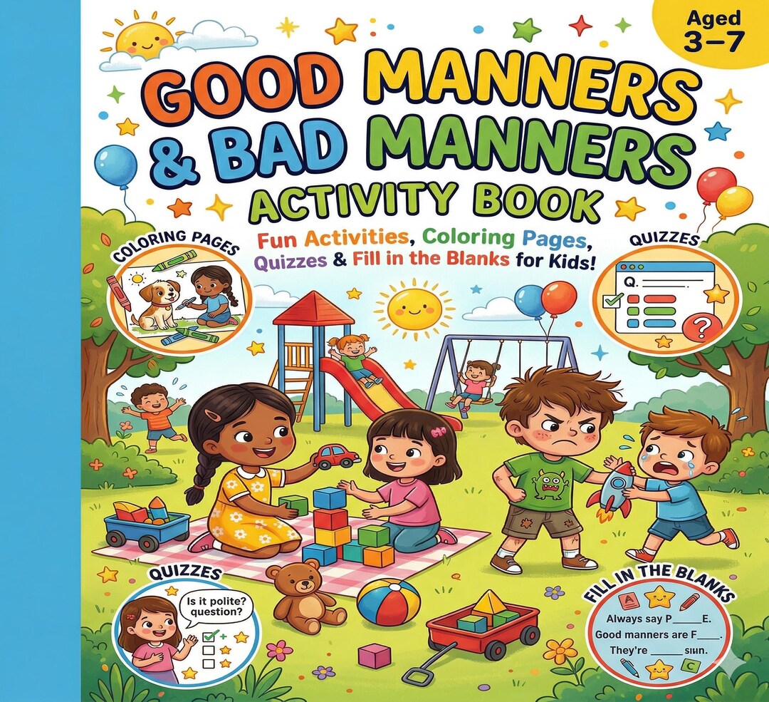 Good Manners Activity Book for Kids | Coloring Pages, Quizzes (digital ...