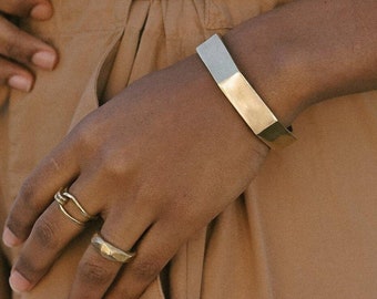 Ridge Cuff by Dea Dia - Thick Cuff Bracelet in Gold or Silver - Geometric and Sculptural