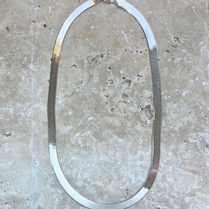 Bold Silver Herringbone Chain Necklace
