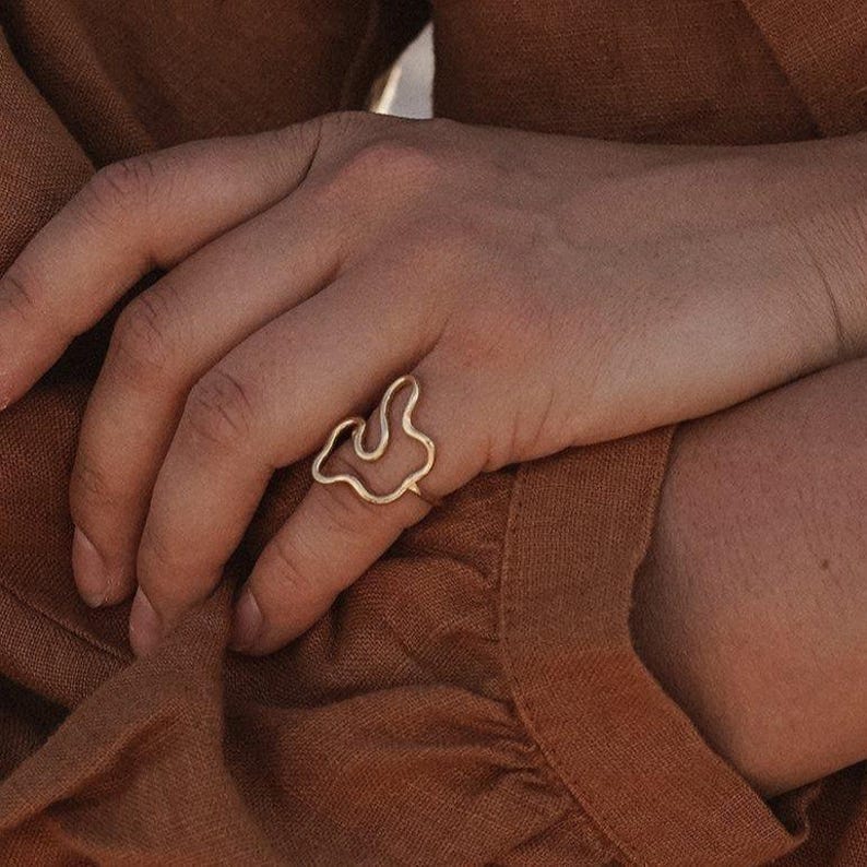 Puddle Ring by Dea Dia Gold Abstract Modernist Ring Flowing and Minimal ...