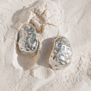 Silver Nugget Dome Earrings