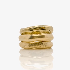 Rustic Faceted Wedding Band – Thick Stacking Ring, Recycled Silver or Gold