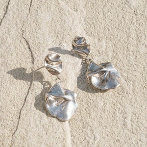 Bajada Silver Double Drop Earrings, Desert-Inspired Sculptural Lightweight Sterling Silver Dangle Earrings, Statement Jewelry