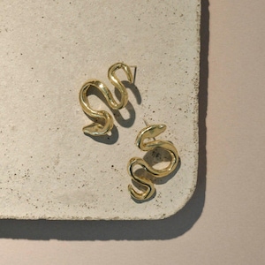 Serpent&#39;s Kiss Earrings by Dea Dia - Gold Serpent Earring - Asymmetrical Gold Snake Earrings - Silver Snake Earrings - Healing