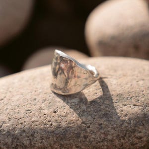 The Protector Ring by Dea Dia - Silver Shield Signet Ring - Organic, Sculptural, Molten Silver Ring - Ancient Silver Ring