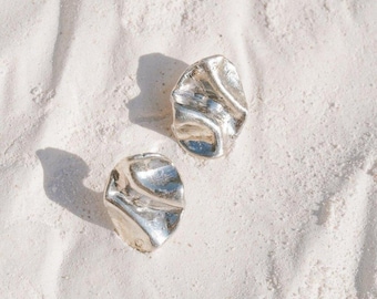 Perdido Folded Silver Stud Earrings | Modern Minimalist Jewelry, Artistic Design, Elegant Silver Accessories