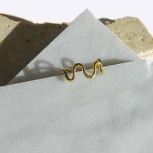 14k Gold Wave Ring - Solid Gold Wavy Ring - Asbtract Gold Ring