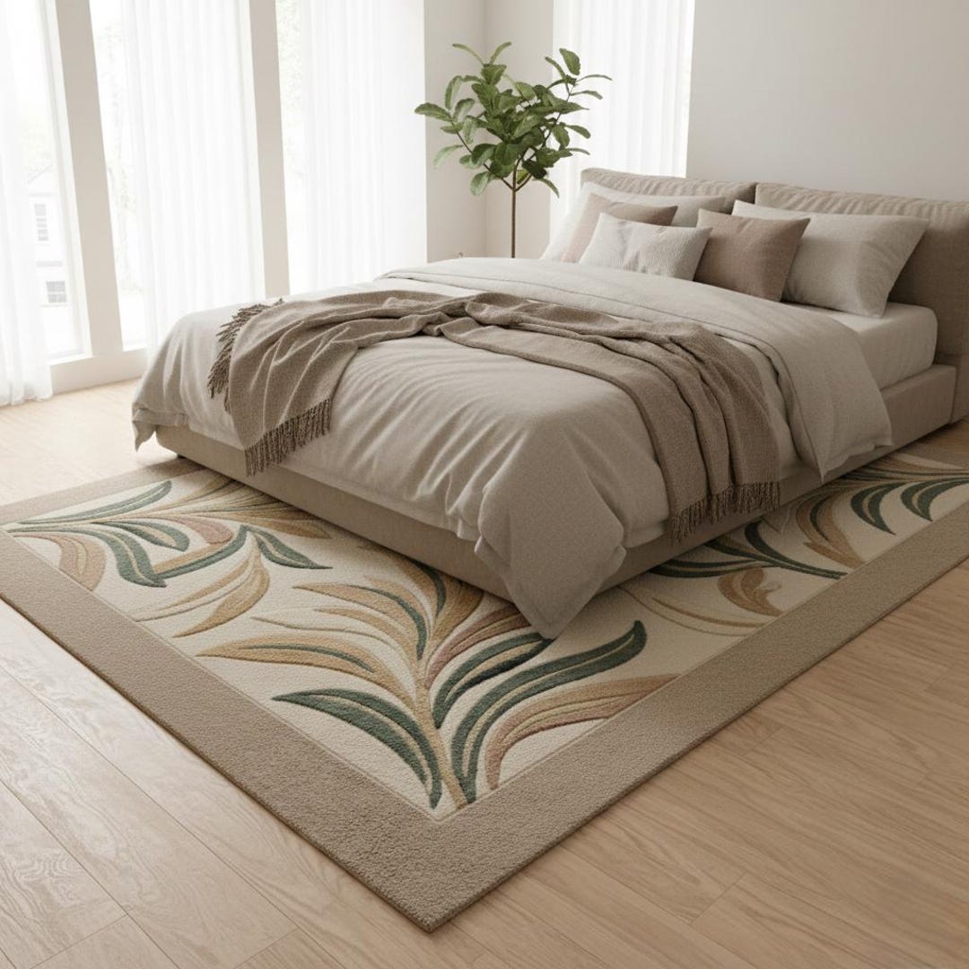 Sage Green Botanical Hand Tufted Wool Rug, Modern Floral Area Carpet - Etsy