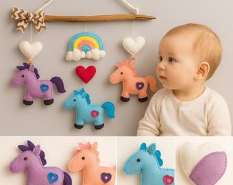 Unicorn Nursery Wall Hanging Felt Decor Rainbow Unicorn Baby Room Decoration
