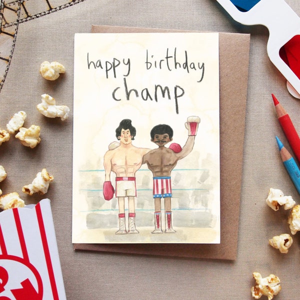 happy birthday champ - DELETED SCENES greeting cards Rocky Balboa Apollo Creed movies film cinema 80s pop culture humour funny boxing sport