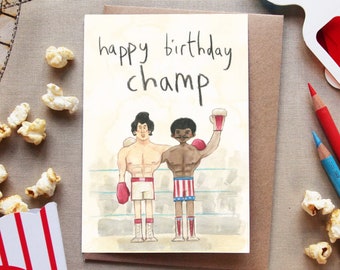 happy birthday champ - DELETED SCENES greeting cards Rocky Balboa Apollo Creed movies film cinema 80s pop culture humour funny boxing sport