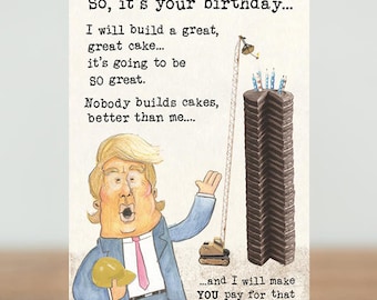 Ask Donald, Donald Trump greeting cards - great cake - pop culture, political, humour, happy birthday, america, funny, satire, gift card