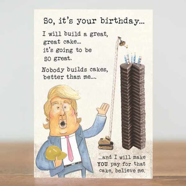 Demandez à Donald, cartes de vœux Donald Trump - grand gâteau - culture pop, politique, humour, joyeux anniversaire, amérique, drôle, satire, carte-cadeau