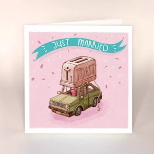 Giant Toaster - Just married - Happy Couple - wedding card - bride groom - marriage - quirky cards - humour - 80s nostalgia - illustrated