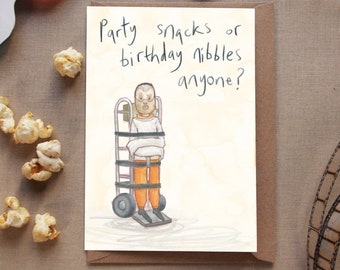 Party snacks or birthday nibbles anyone? - Hannibal Lecter birthday card - Silence lambs fan movie geek funny humour illustration dark film