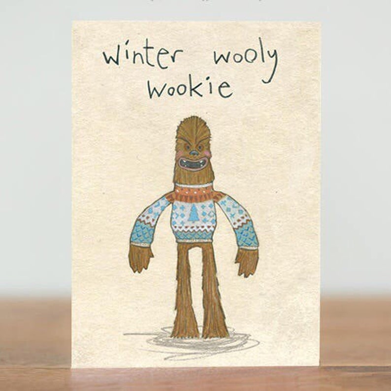 Stars are Braw, Christmas greeting cards - Chewbacca, wookie, winter, sweater, jumper, festive, Sci-fi, Star Wars, humour, funny 