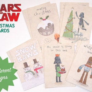 Stars sind Braw, Weihnachtskarten im Multipack, festlich, Sci-Fi, Star Wars, Humor, witzig, Darth Vadar, Chewbacca, Wichteln, Geschenk