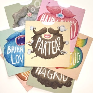 WEIRDO BEARDO multipack - tragbar 7 pack Karten Bart Weirdo Beardo Gesichtsbehaarung Schnurrbart hergestellt in uk recyceltes Papier Eco Umwelt