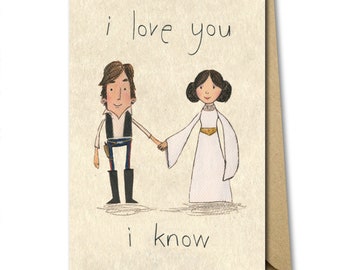 Han Solo Leia Card: Sci-Fi Romantic Greeting Card