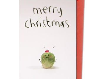 Funny Sprout Christmas Card: Festive Vegetable Party Hat