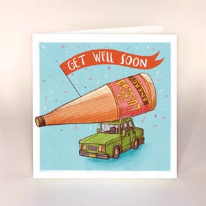Guérir bientôt - Lucozade géante - voiture classique - sports - cartes pour hommes - humour drôle - amusement mignon - médecine des années 80 - carte illustrée - fait main