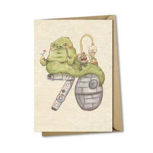 Carte du 70e anniversaire - Jabba le Hutt, fan de Star Wars 30 40 50 60 70 80 ans, 80 ans, geek de cinéma, humour drôle, illustration mignonne chiffre d'âge moyen