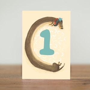 Cartes de vœux Party Animals - chien saucisse 1 an - chiot d’un an premier anniversaire livre d’images d’art pour enfants animaux mignons garçon fille