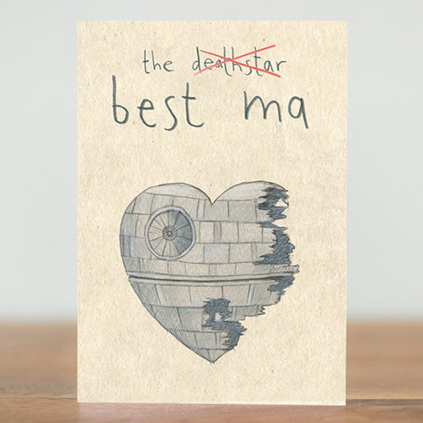 the best ma, deathstar - card, Sci-fi, Star Wars, mothers day, mum  greetings card, empire dark side mum funny humour, parent, parenting