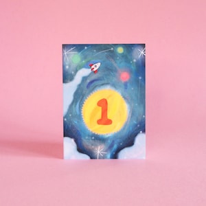 1ère carte d'anniversaire - cadets de l'espace 1 an - fusée un an premier anniversaire livre d'images d'art pour enfants garçons mignons filles unisexe