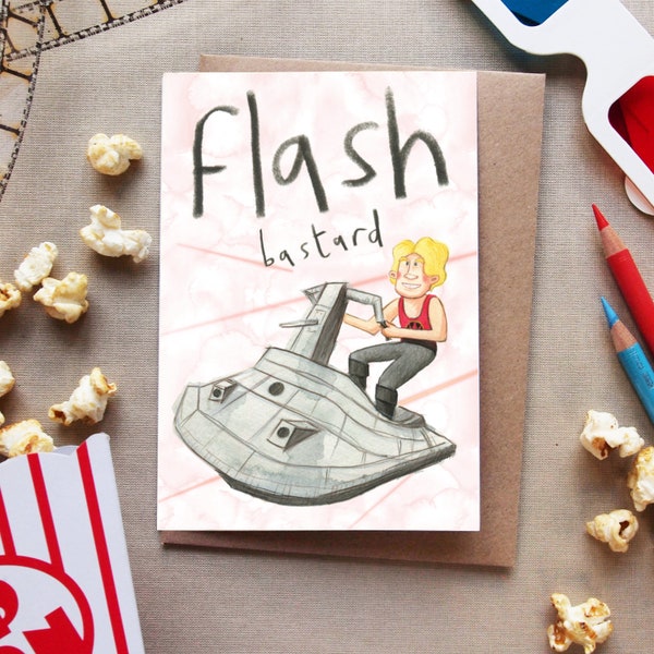 Flash Gordon Birthday Card: Funny 80s Movie Art