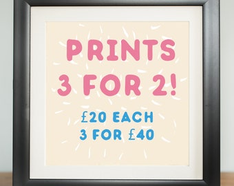 Print bundle 3 for 2 - All wall art, The Grey Earl,  fan poster art, funny humour, mix and match designs