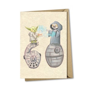 Carte du 60e anniversaire - 60 50 40 30 Star Wars fan yoda empereur film geek drôle humour illustration moyen âge fabriqué au Royaume-Uni mignon numéro d'âge