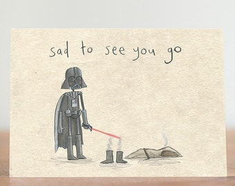 Stars are Braw, greeting cards - sad to see you go - Sci-fi, Star Wars, Darth Vadar, Obi Wan Kenobi, retirement, leaving gift card, funny