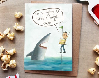 Jaws Birthday Card: Funny Shark Movie Greeting Card
