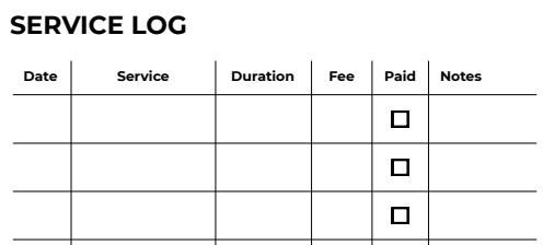 Client Information & Service Log Printable PDF - Client Profile and ...