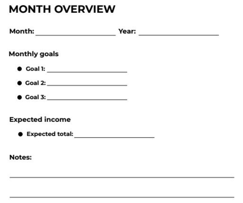 Monthly Income & Expense Tracker Printable PDF - Simple Monthly Income ...