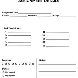Student Assignment Tracker Printable, Deadline Planner PDF, Study Planner, College Organization Template, Weekly Planner, Academic Planner