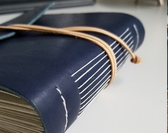 Leather Journal, Handmade Sketchbook, Diary Journal, Rustic Leather Journal, Navy Blue 4.75 x 6 Journal by The Orange Windmill on Etsy 1858