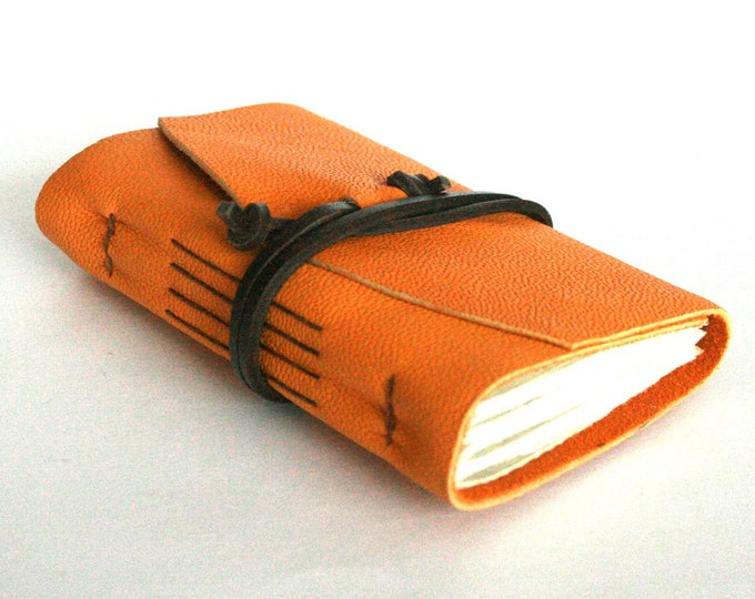 Leather Journal, Gold Yellow, Handbound 3.5 X 4 Journal by the Orange